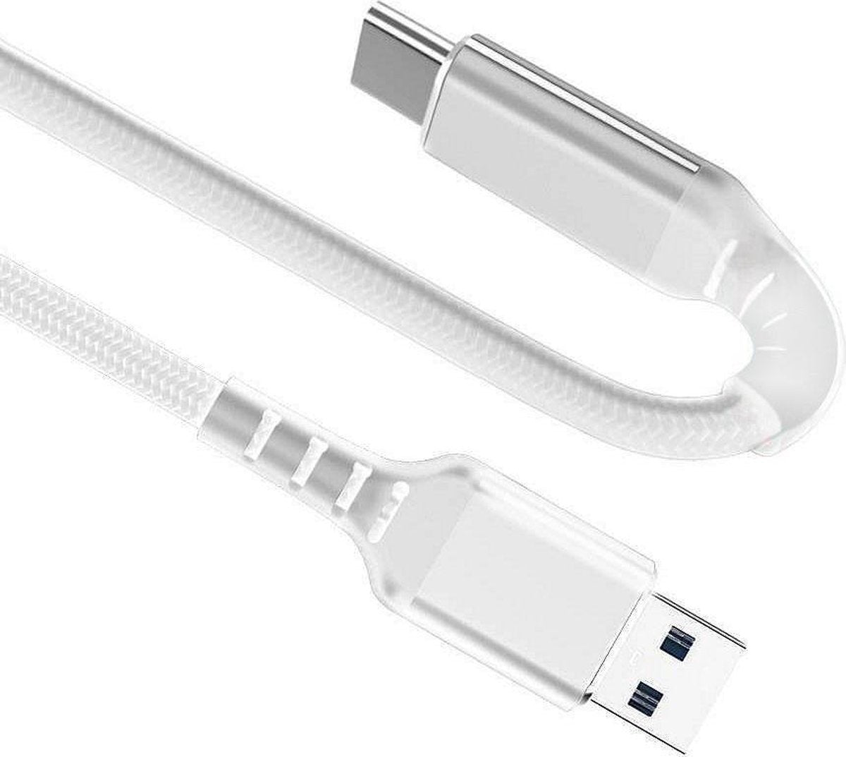 USB C kabel | USB A kabel | C naar A | USB 3.1 | Extra buigbaar | Wit | 0.5 meter | Allteq