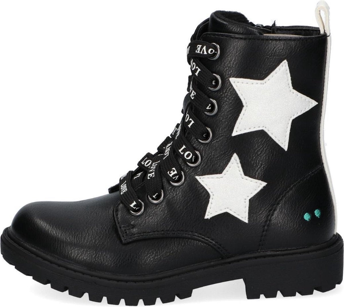 Bunnies JR 220940-789 Meisjes Veterboots - Wit - Imitatieleer - Veters