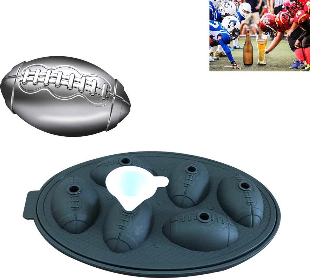 Rugby Vorm 3D Ijsblokje Schimmel Maker Bar Party Siliconen Dienbladen Chocolade Schimmel Keuken Tool (geel)