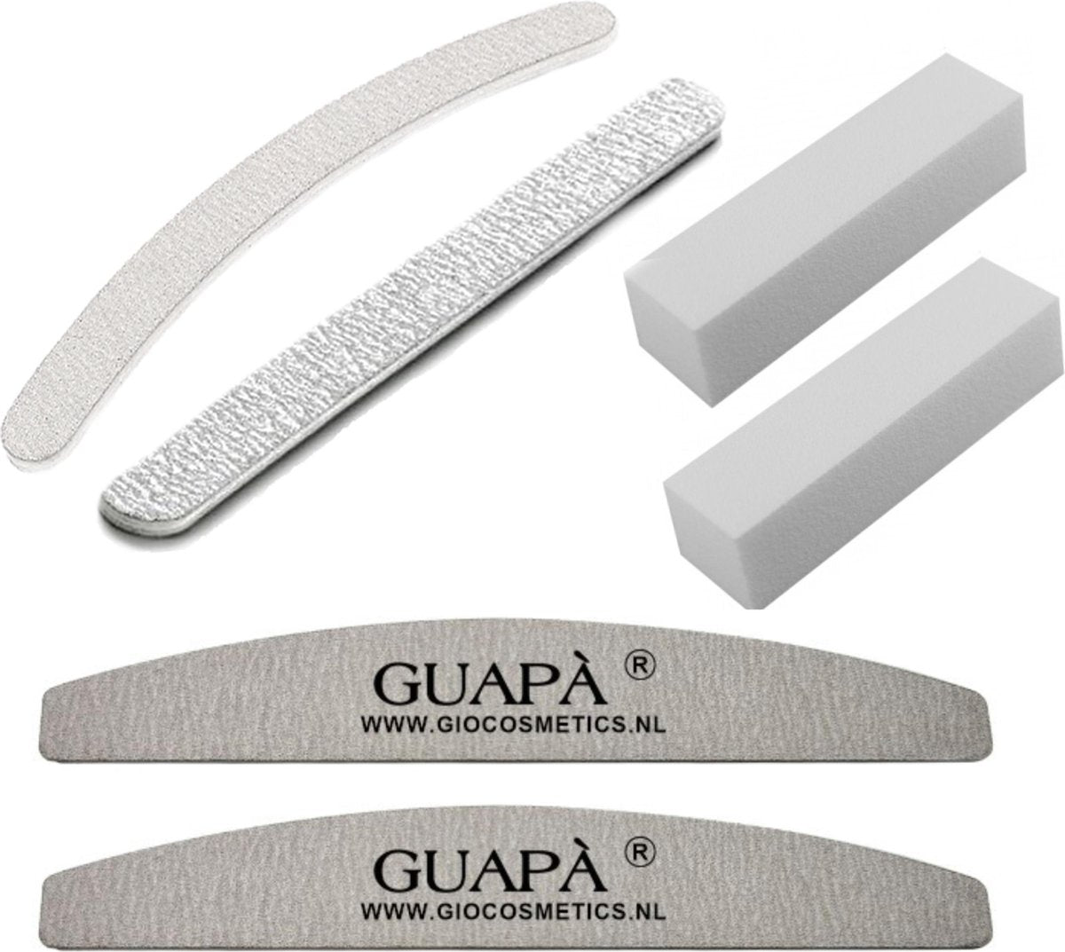GUAPÀ - Nagel Vijlen Set 6 stuks 100/180 Gritt voor Kunstnagels & Acryl Nagels - High Quality