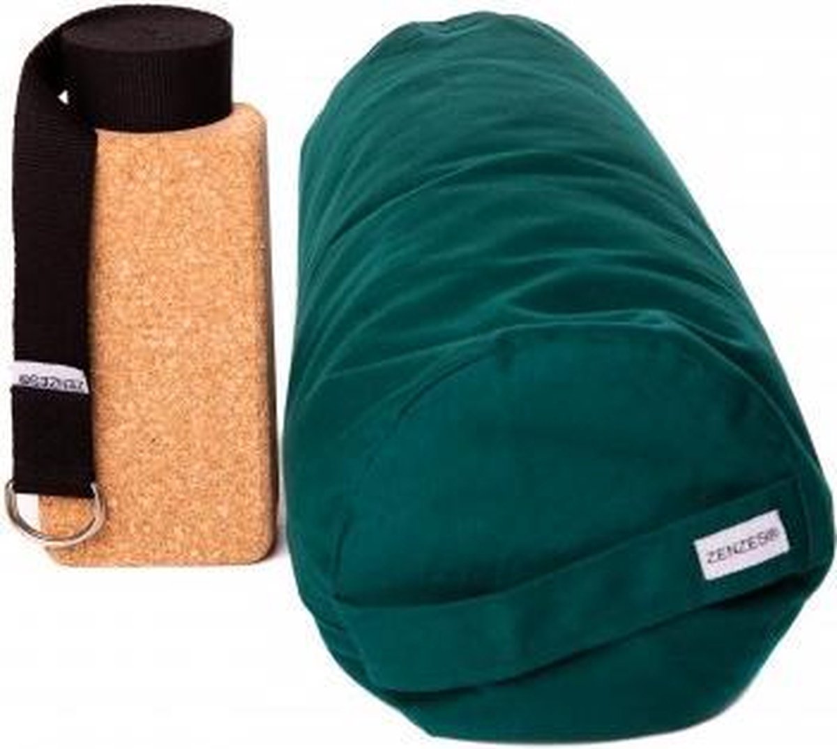 Zenzes PRO bolster met yogariem en yogablok - groen