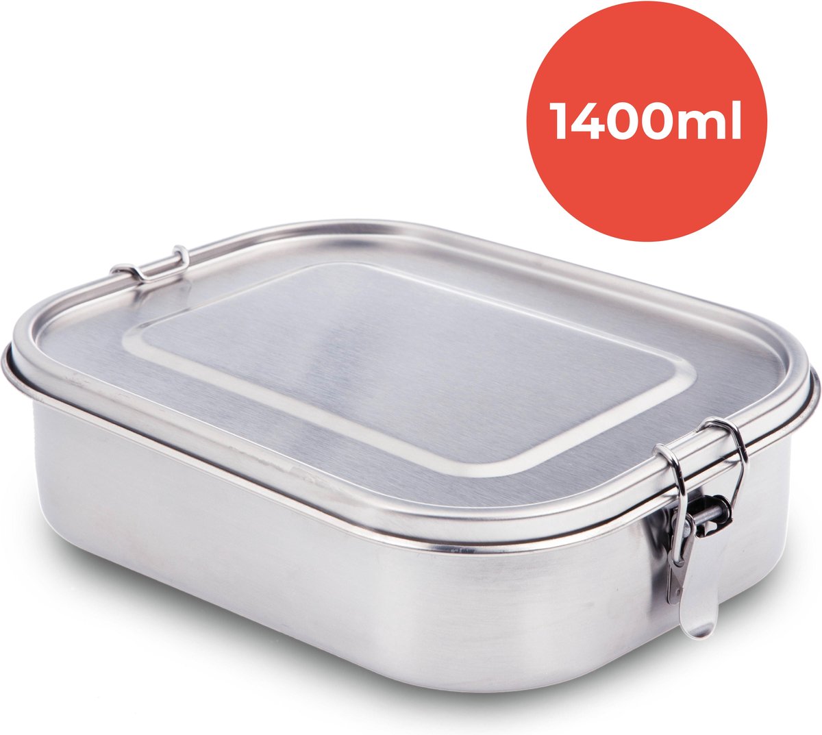 KitchenBrothers Lunchbox - Milieuvriendelijk RVS - Lekvrij en Waterdicht - 3 Compartimenten - 1400ML