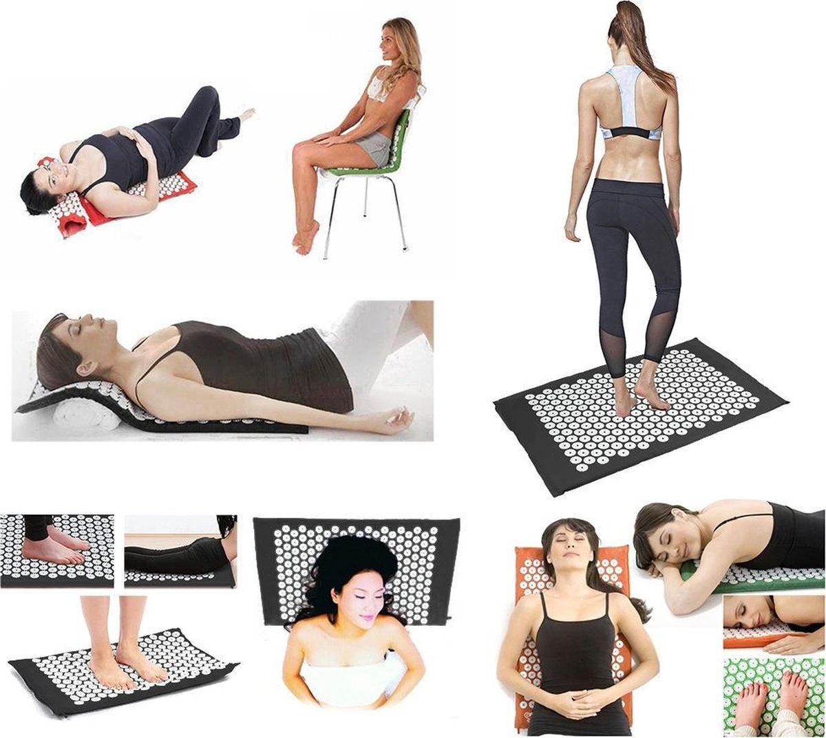 Accupressuur Spijkermat - Yoga / Accupressure Yantra Fitness Sport Massage Mat Pad - Massagemat Zwart