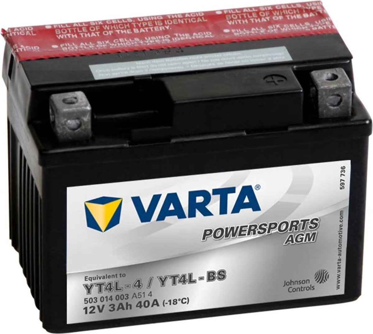 Varta Motor AGM Powersports Accu / Batterij YT4L-4 / YT4L-BS