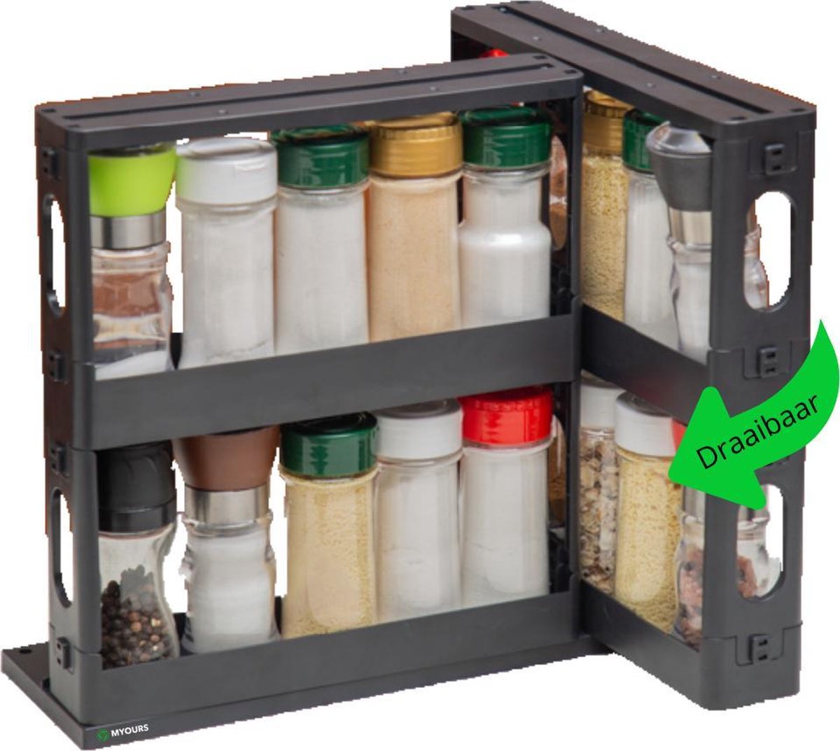 Myours® - Kruidenrek – Kruidenrek staand – Kruidenrek ophangbaar – Keukenrek – Keukenrek hangend – Keukenrekje hangend – Organizer – Organizer keuken - Zwart