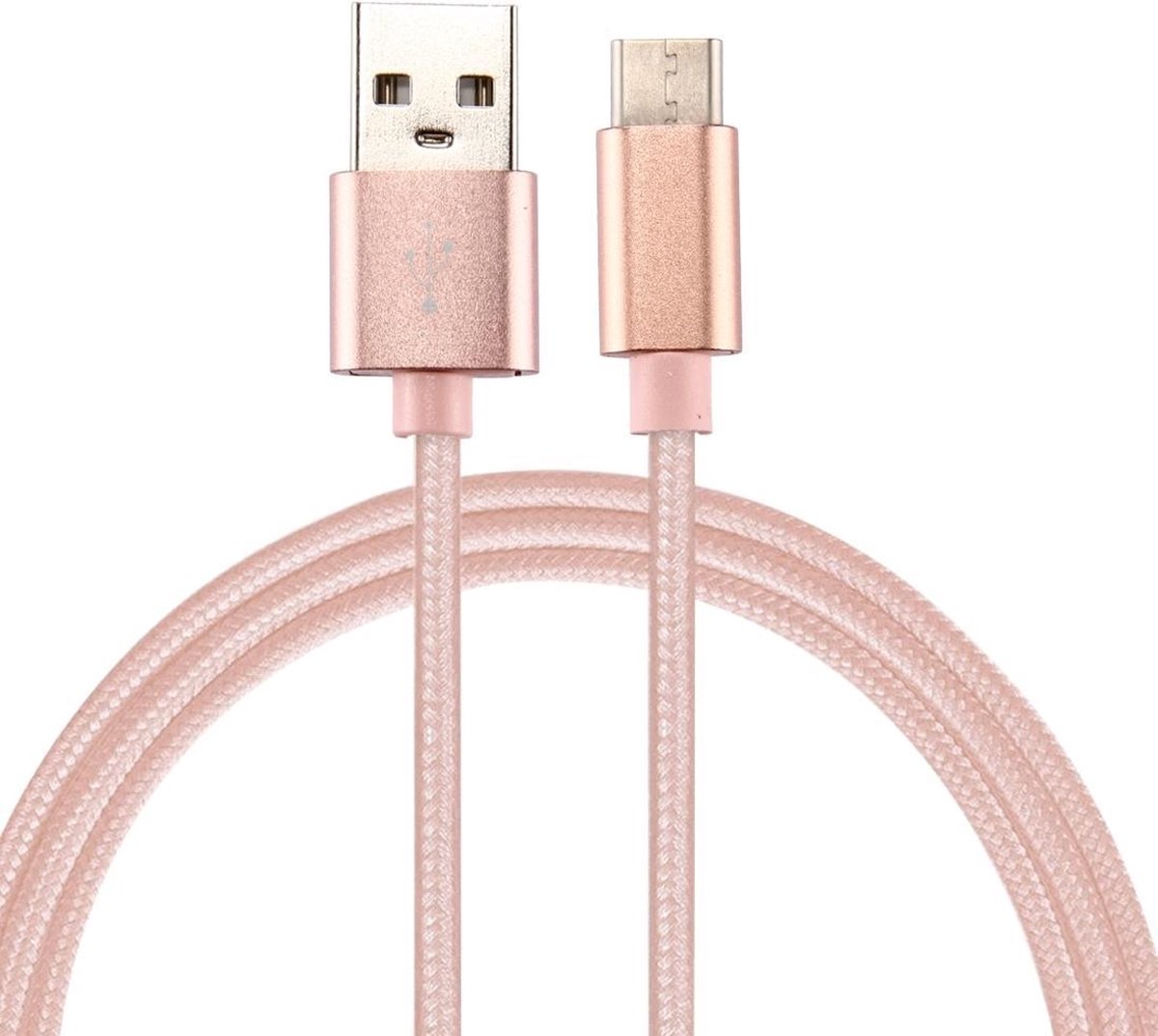 Mobigear USB-C Kabel Nylon 2 Meter Rose Goud