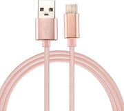 Mobigear USB-C Kabel Nylon 2 Meter Rose Goud