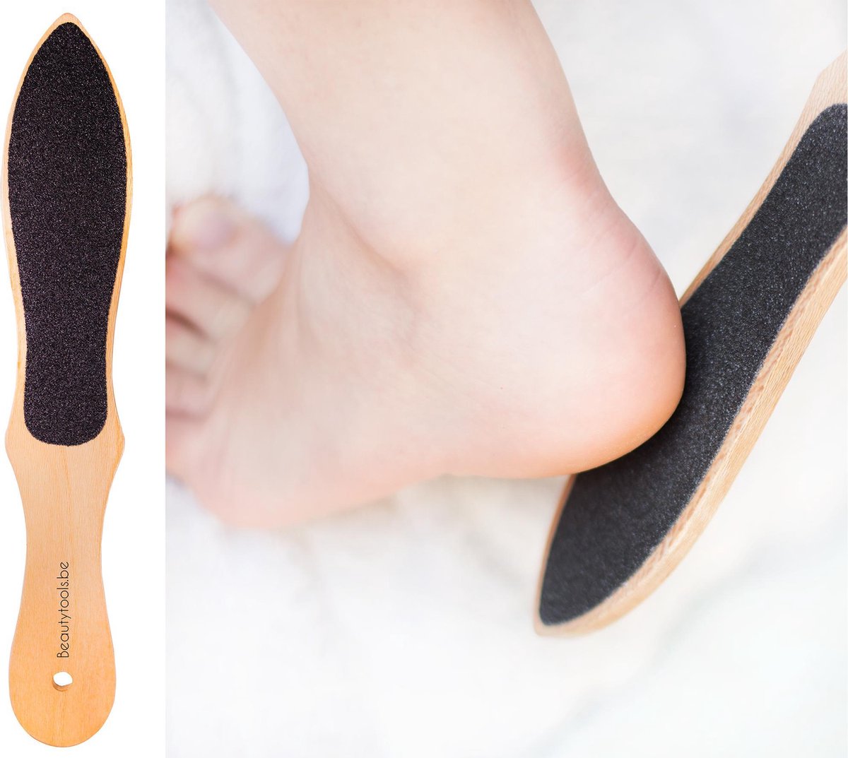 BeautyTools Professioneel Houten Voetvijl – Eeltvijl / Voetrasp / Eeltverwijderaar voor Pedicure – Zwart - Dubbelzijdig 28 cm (Grove en fijne kant) - (NF-2243)