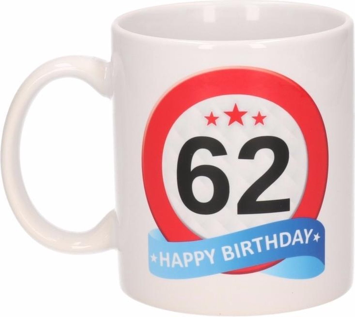 Verjaardag 62 jaar verkeersbord mok / beker