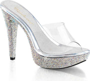 Fabulicious Muiltjes met hak -42 Shoes- COCKTAIL-501DM US 12 Zilverkleurig/Transparant