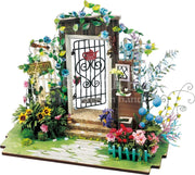 Robotime DIY modelbouw Miniatuur Bouwpakket Garden Entrance Mini Poppenhuis met LED licht 21x12x17