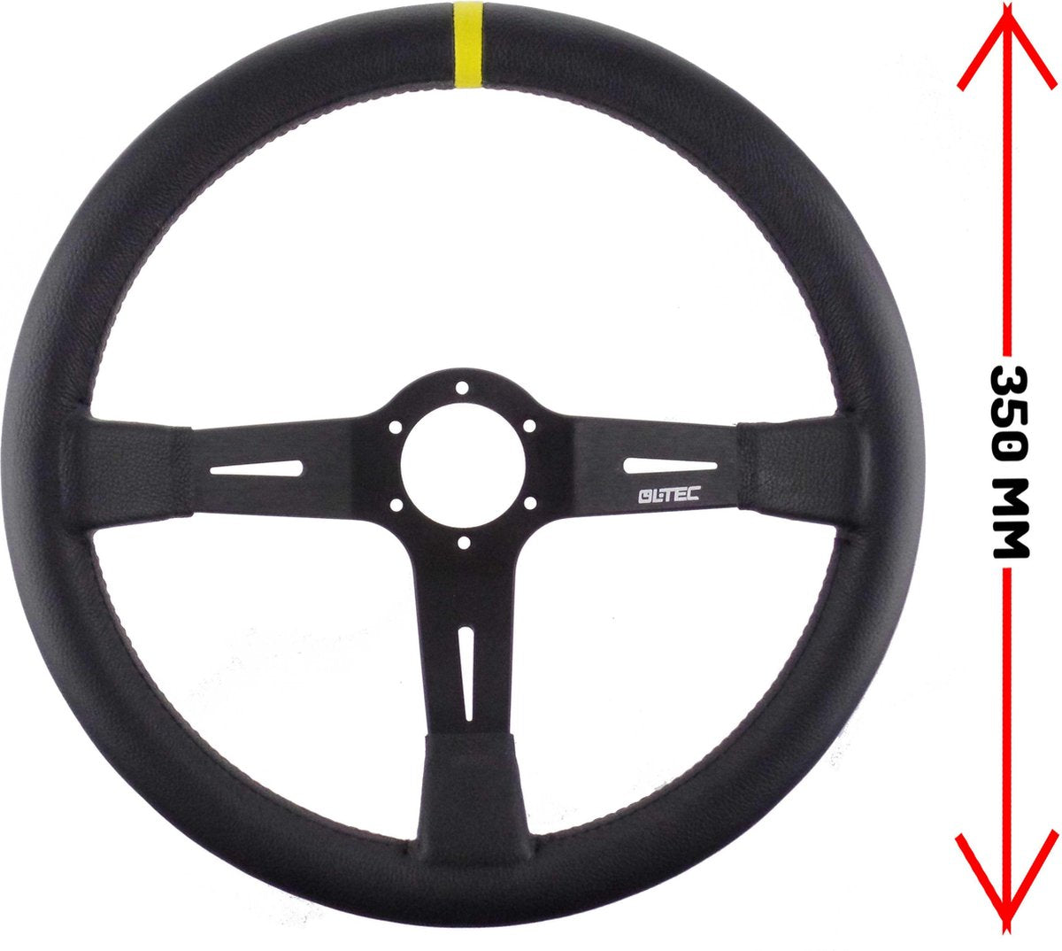 L-TEC Sportstuur leer 3 Spaaks 90mm diep
