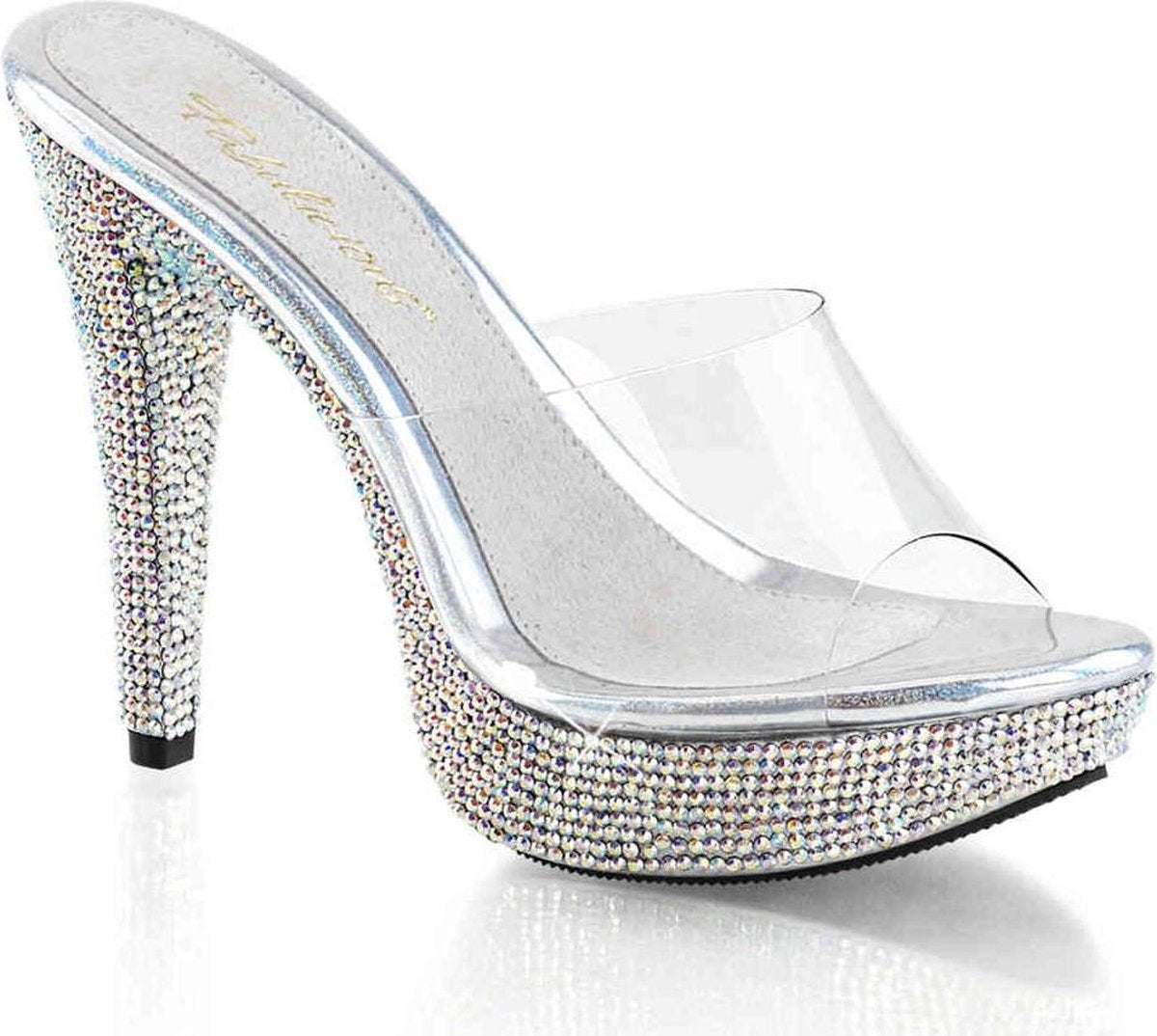Fabulicious Muiltjes met hak -44 Shoes- COCKTAIL-501DM US 13 Zilverkleurig/Transparant