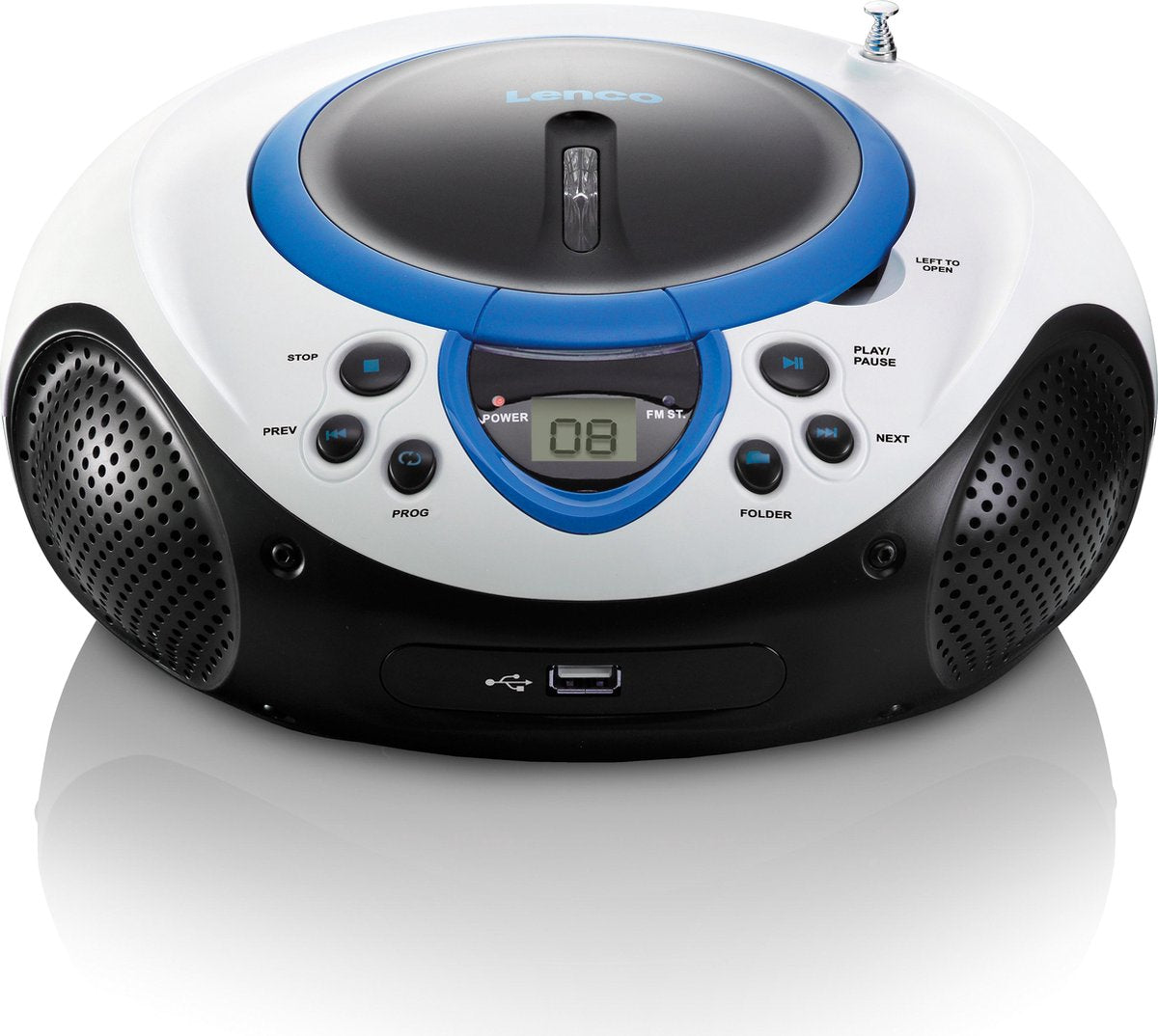 Lenco SCD-38 USB Blue - Radio/CD-speler met USB - Wit/Blauw