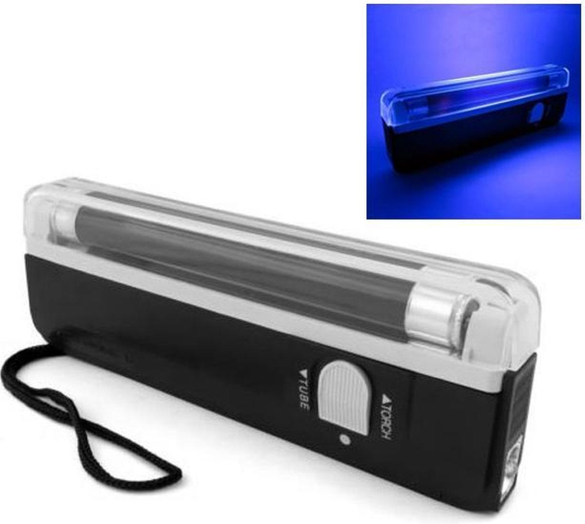 Mini 16cm UV Blacklight met Zaklamp