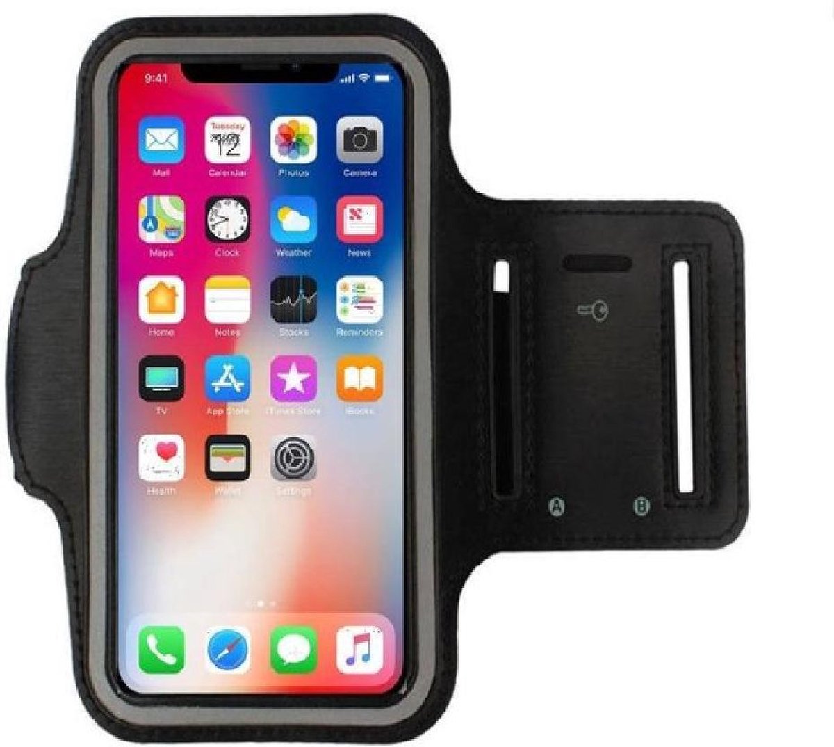 iPhone X / Xs hoes Sport armband Hardloopband hoesje Zwart Pearlycase