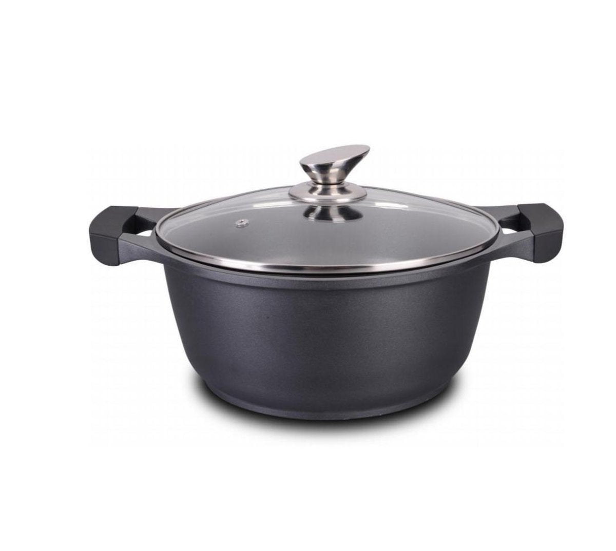 Marble soep/braadpan - Met glazen afdekplaat zwart - 26 CM 6 Liter voor inductie