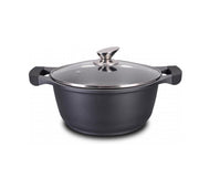 Marble soep/braadpan - Met glazen afdekplaat zwart - 26 CM 6 Liter voor inductie