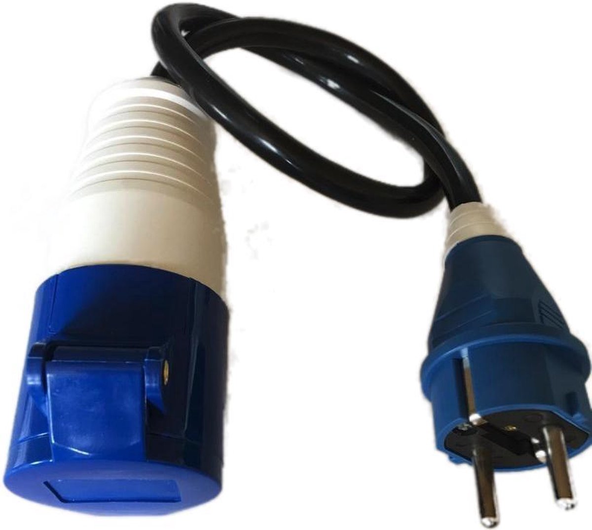 Soolutions Normale stekker (Schuko) naar Blauwe CEE 1 fase 10A - Kabeladapter