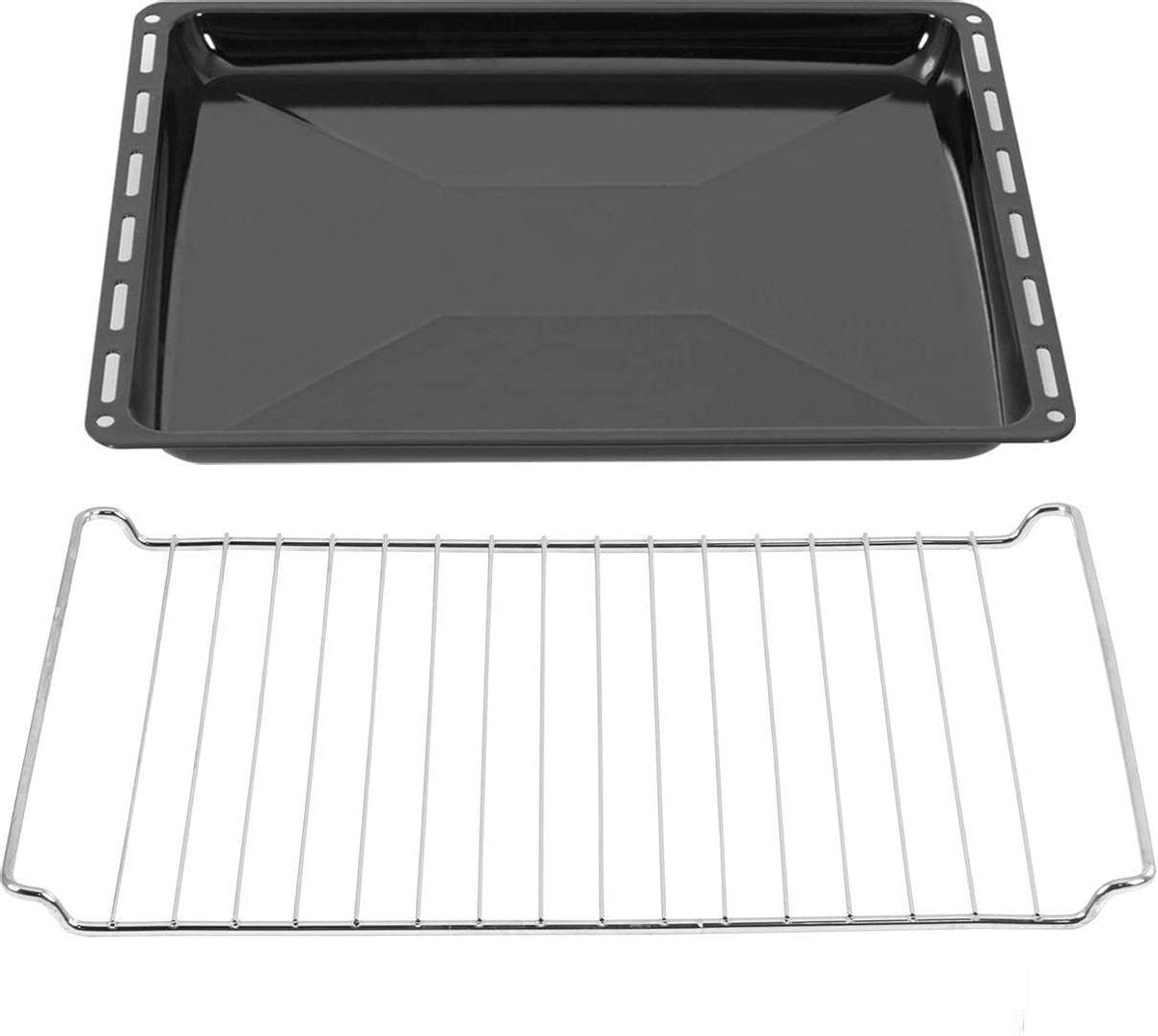 ICQN Bakplaat & Rooster set voor oven - 455 x 375 x 30 mm - Verchroomd ovenrooster en geëmailleerde bakplaat - Geschikt voor Bosch Siemens Neff Constructa Profilo ovens