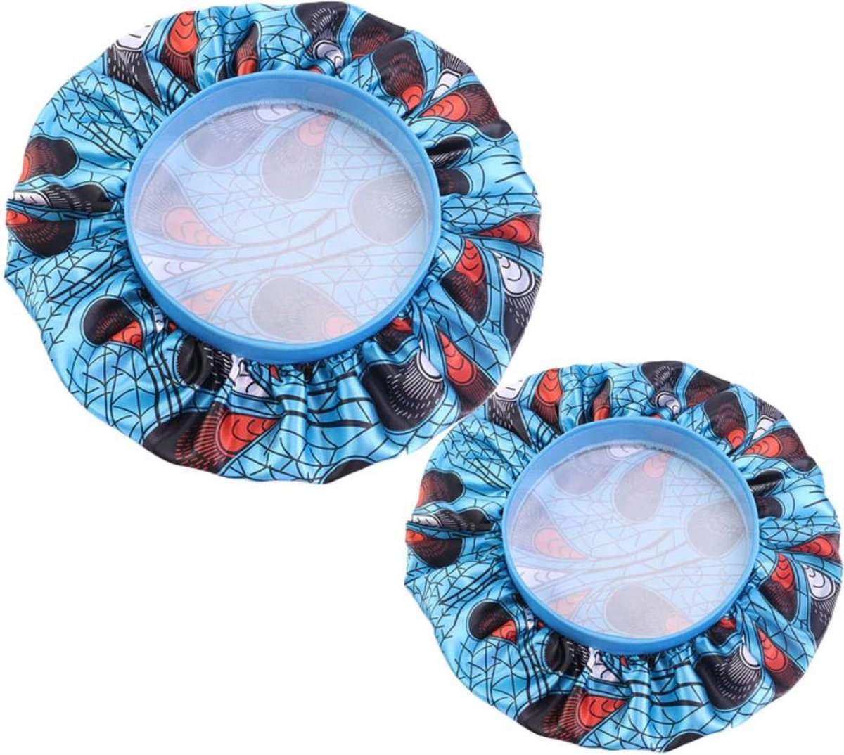 Cabantis Bonnet|Twinning Moeder en Dochter|Moeder Cadeau|Cadeau Meisje|Haar|Slaapmuts| Lichtblauw met zwart-rode accenten| Lichtblauwe Band