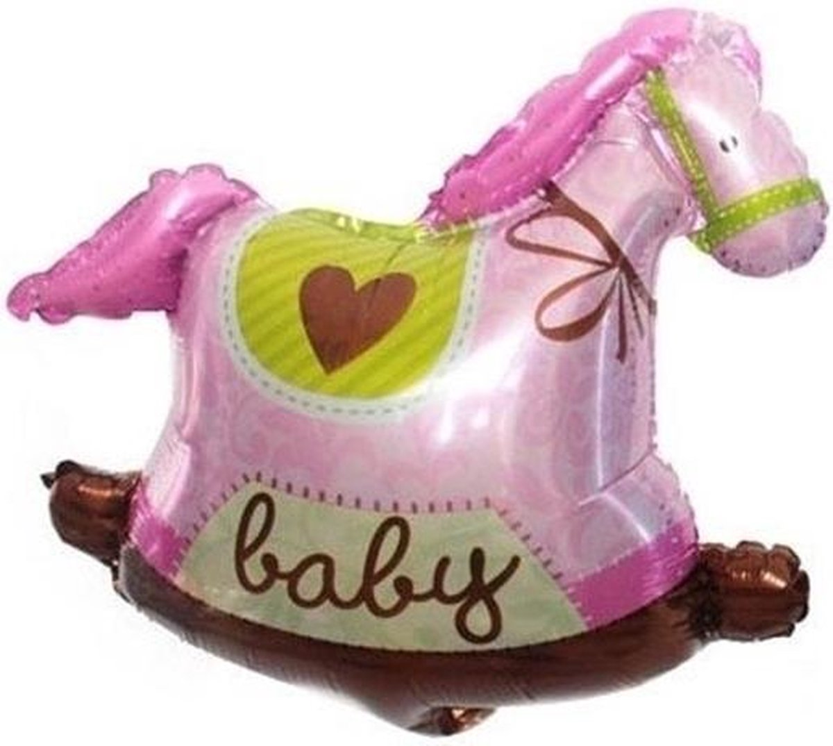 Grote XL roze hobbelpaard ballon baby voor geboorte meisje 95 cm