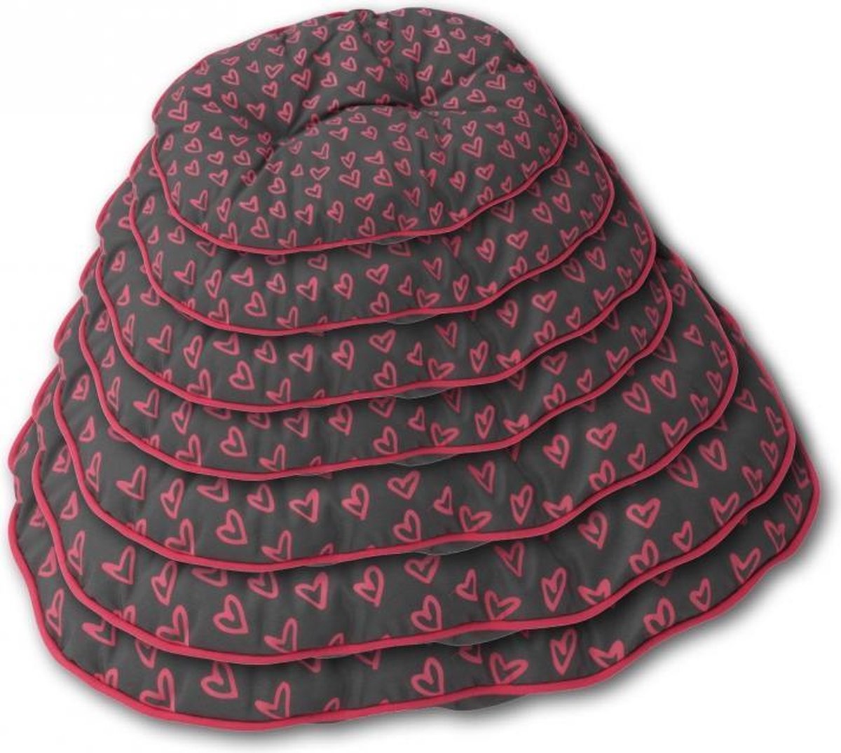 D&D Hearts perlabed Grijs/roze 55x40x7CM