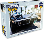 Puzzel Corvette - Zwart - Palmboom - Legpuzzel - Puzzel 500 stukjes