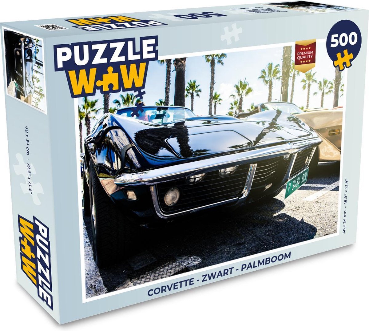 Puzzel Corvette - Zwart - Palmboom - Legpuzzel - Puzzel 500 stukjes