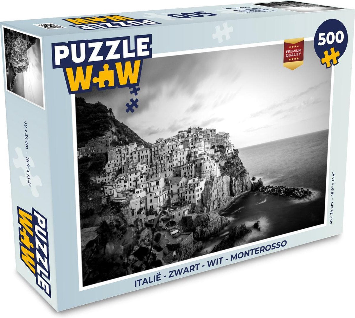 Puzzel Italië - Zwart - Wit - Monterosso - Legpuzzel - Puzzel 500 stukjes