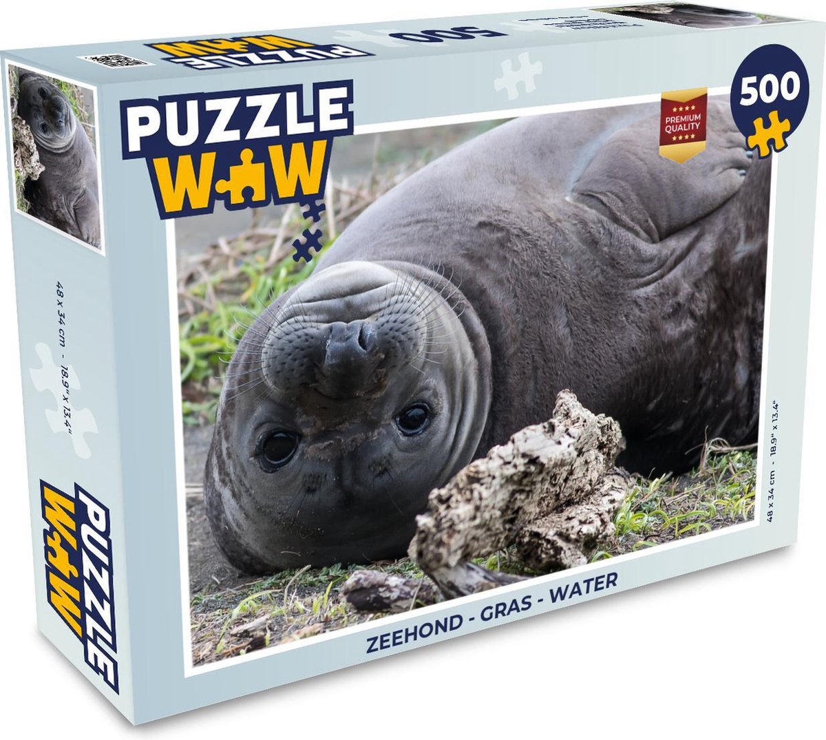 Puzzel Zeehond - Gras - Water - Legpuzzel - Puzzel 500 stukjes