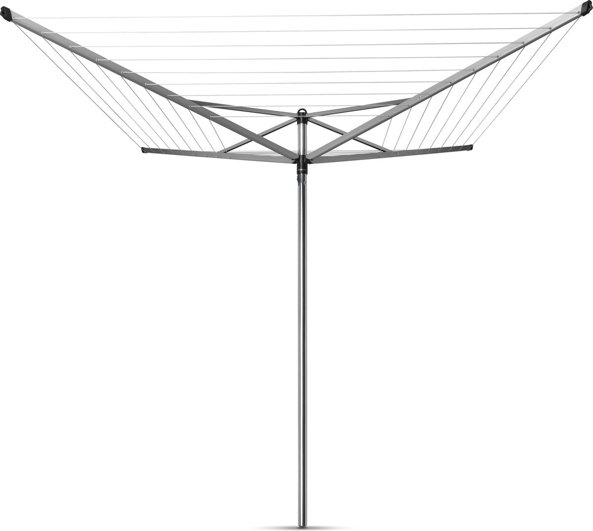 Brabantia Topspinner Droogmolen met Grondanker en Beschermhoes - 50 m - Metallic Grey