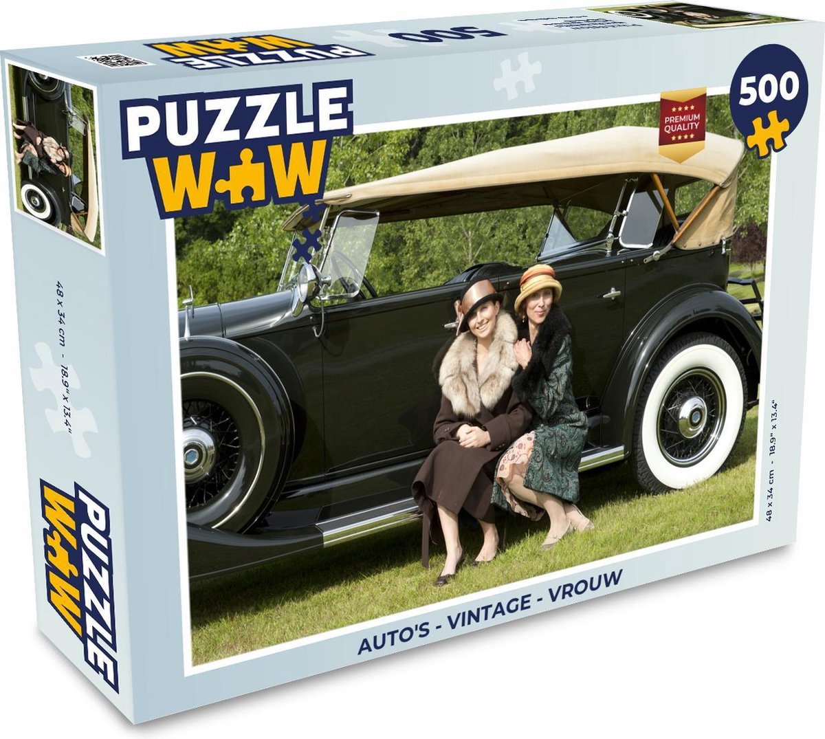 Puzzel Auto's - Vintage - Vrouw - Legpuzzel - Puzzel 500 stukjes