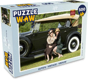 Puzzel Auto's - Vintage - Vrouw - Legpuzzel - Puzzel 500 stukjes