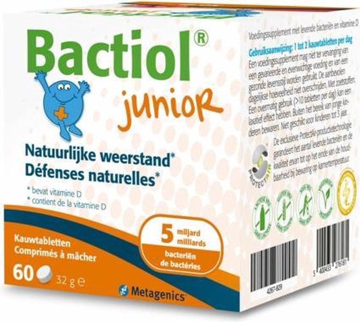 Metagenics Bactiol junior - 60 kauwtabletten