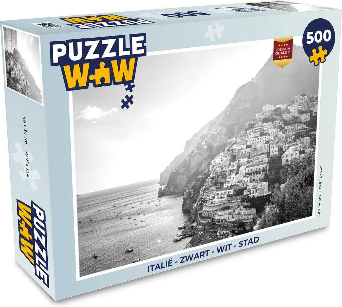 Puzzel Italië - Zwart - Wit - Stad - Legpuzzel - Puzzel 500 stukjes