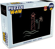 Puzzel Vuurtoren – Palm - Zomer - Legpuzzel - Puzzel 500 stukjes
