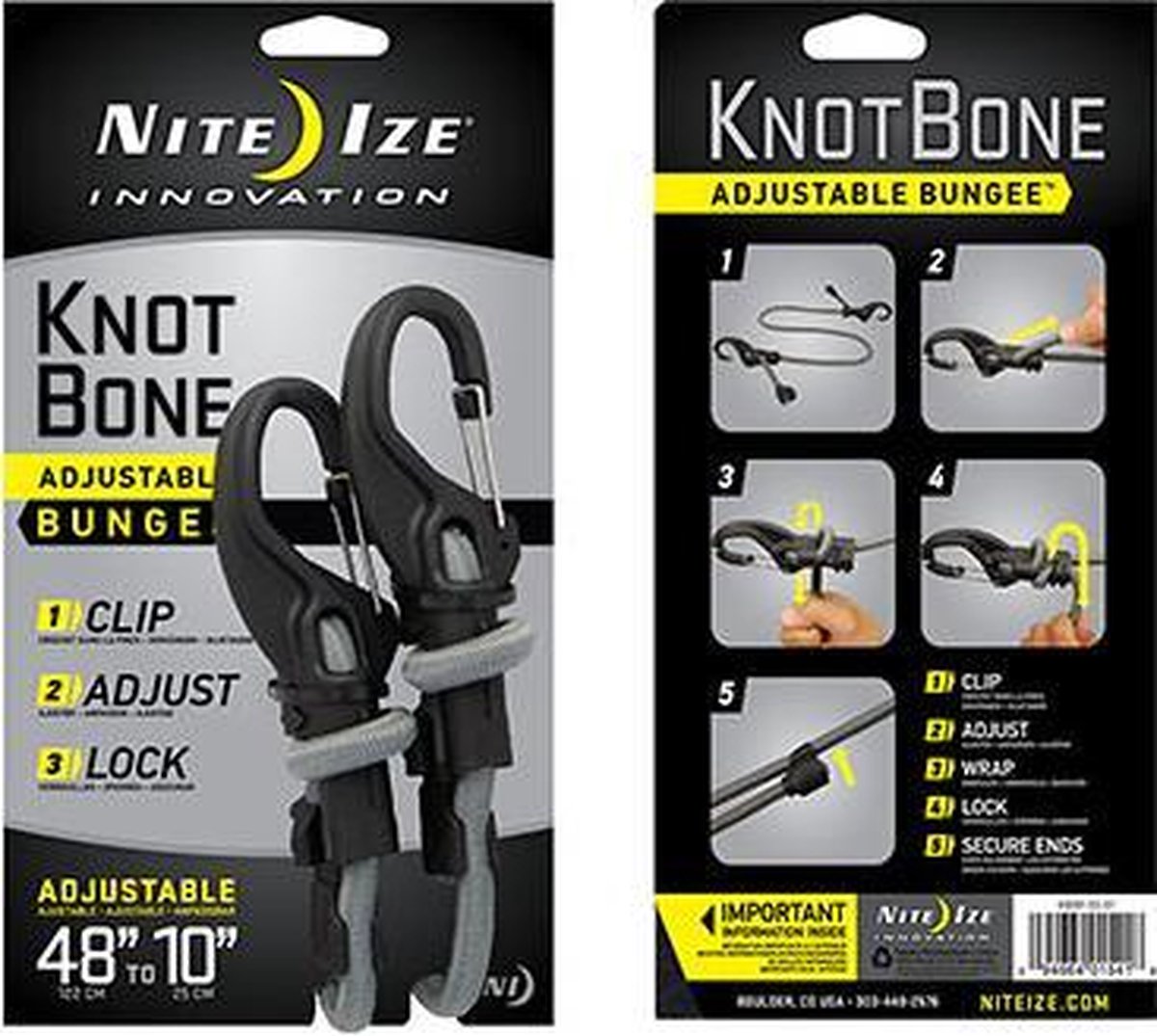 Nite Ize KnotBone Bungee#9 Karabijnhaak - Zwart