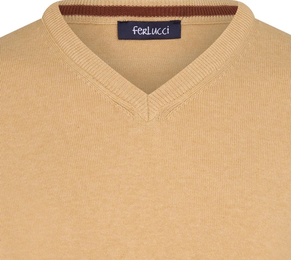 Ferlucci – Exclusieve Heren Trui met V-Hals - Mosterdgeel
