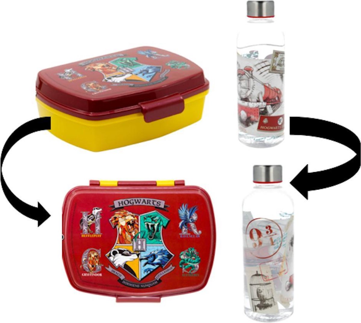 Harry Potter Hogwarts brooddoos + Drinkfles - Waterfles 850 ml - 22 cm