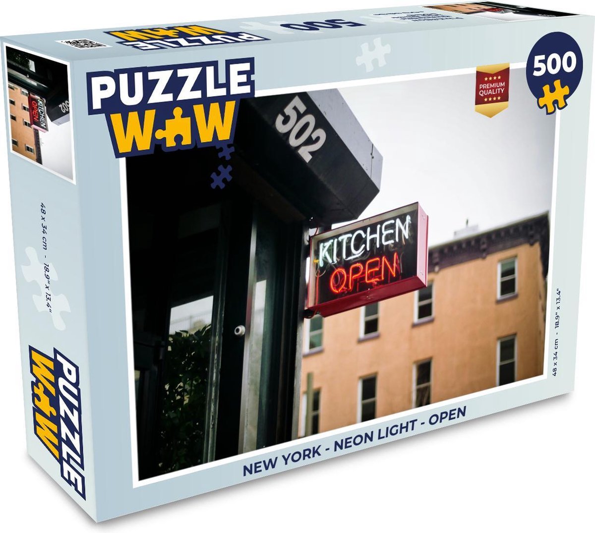 Puzzel New York - Neon Light - Open - Legpuzzel - Puzzel 500 stukjes