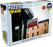 Puzzel New York - Neon Light - Open - Legpuzzel - Puzzel 500 stukjes
