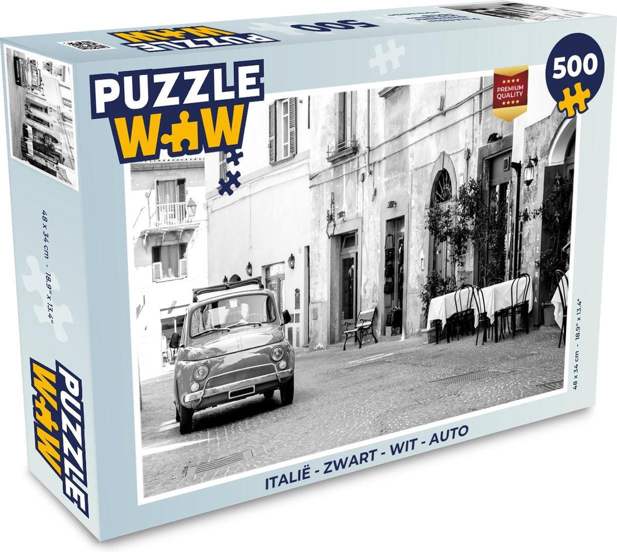 Puzzel Italië - Zwart - Wit - Auto - Legpuzzel - Puzzel 500 stukjes