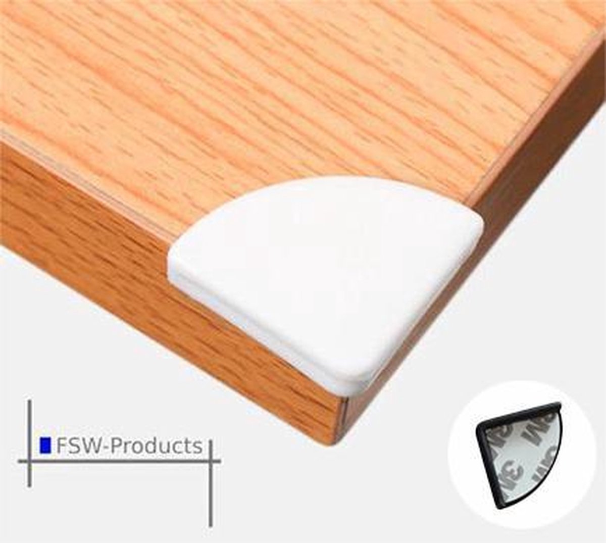 FSW-Products - 4 Stuks - Siliconen Tafel Hoekbeschermers Set - Wit - 3M Tape - Tafelhoek Beschermers - Beschermhoeken - Veiligheid Baby Peuter en Kind - Zelfklevende tafelhoek beschermers - Tafelhoekjes bescherming - Kinderbeveiliging