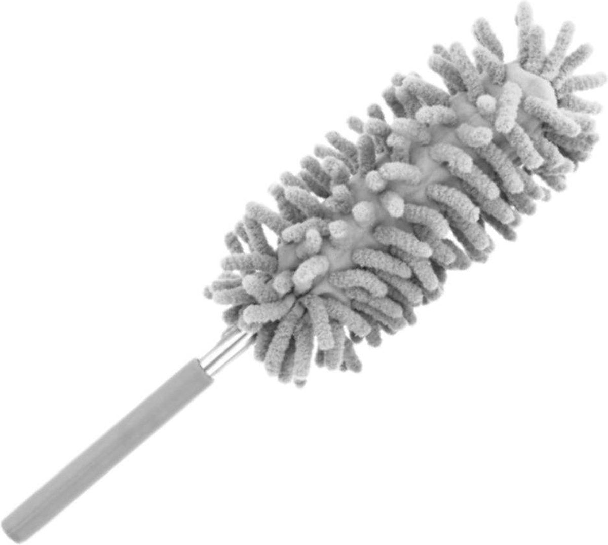 Microvezel Schoonmaak Plumeau met Telescoopsteel Grijs - Microfiber Uitschuifbare Lamellen Stoffer - Jaloezie Afstoffer - Luxaflex Duster - Ragebol Stofdoek Huishoud Reiniger - Stof Verwijderaar - Stofvrij Reinigen Schoonmaken