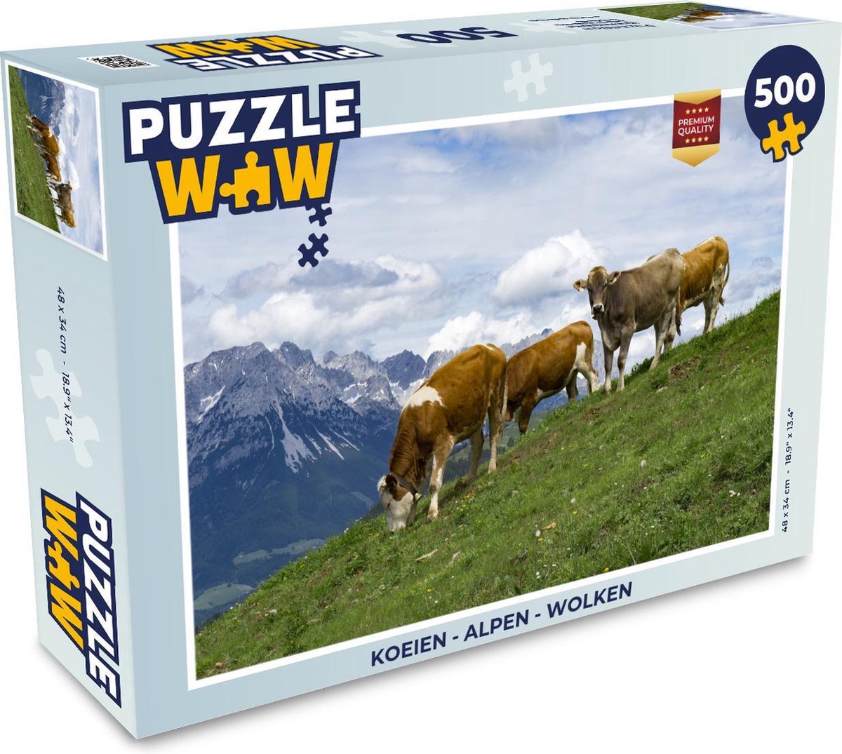 Puzzel Koeien - Alpen - Wolken - Legpuzzel - Puzzel 500 stukjes