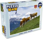 Puzzel Koeien - Alpen - Wolken - Legpuzzel - Puzzel 500 stukjes
