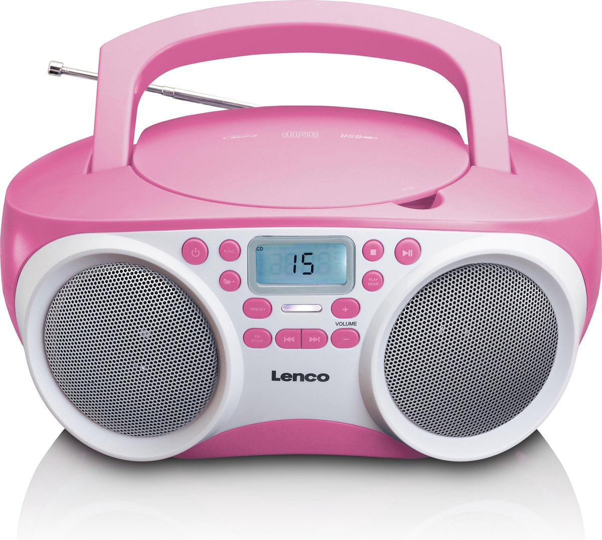Lenco SCD-200PK Radio CD Speler met MP3 en USB functie - Roze