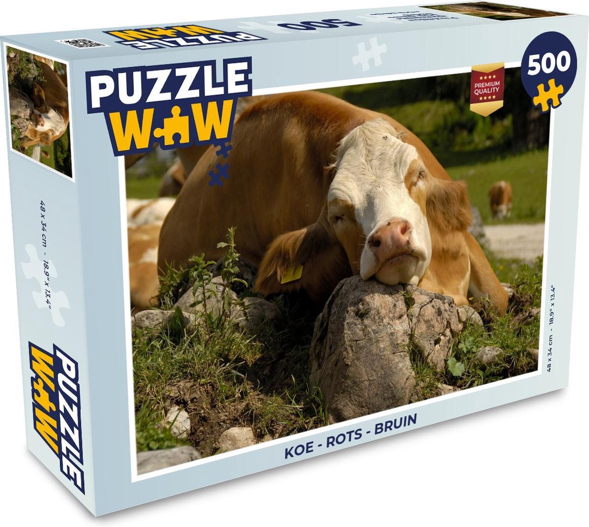 Puzzel Koe - Rots - Bruin - Legpuzzel - Puzzel 500 stukjes