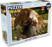 Puzzel Koe - Rots - Bruin - Legpuzzel - Puzzel 500 stukjes